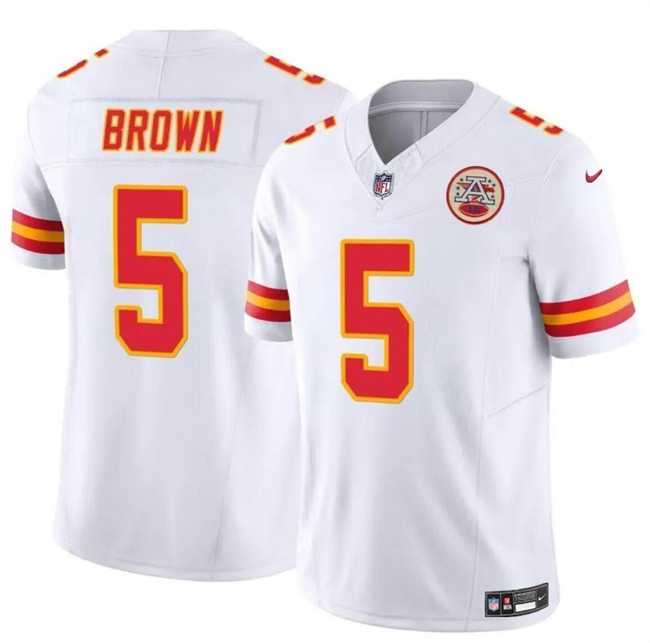 Men & Women & Youth Kansas City Chiefs #5 Hollywood Brown White 2023 F.U.S.E Vapor Untouchable Limited Stitched Jersey